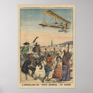 Het vliegtuig "Petit Journal" dat over Poster