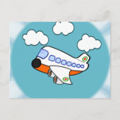 Het Vliegtuig van de cartoon in Wolken met Briefkaart (Voorkant)