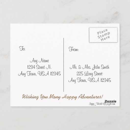 Het Vliegtuig van de Reis van Bon Briefkaart (Achterkant)