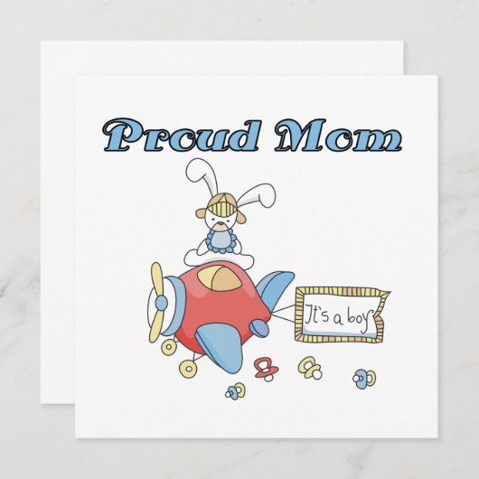 Het vliegtuig van Proud Mam Het is een Jongen Gift Aankondiging (Voorkant / Achterkant)