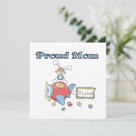 Het vliegtuig van Proud Mam Het is een Jongen Gift Aankondiging (Staand voorkant)