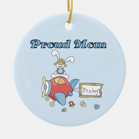 Het vliegtuig van Proud Mam Het is een Jongen Gift Keramisch Ornament (Voorkant)