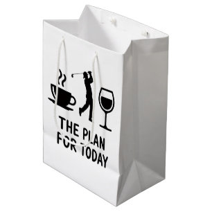 Het vliegtuig voor vandaag Funny Golf Wijn Koffie Medium Cadeauzakje