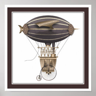 Het vliegveld Penny Farthing Fantasy Flying Machin Poster