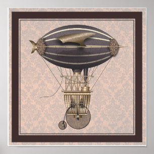 Het vliegveld Penny Farthing Fantasy Flying Machin Poster