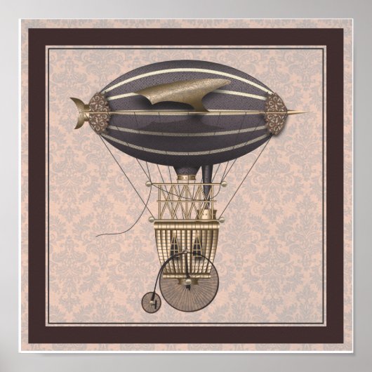 Het vliegveld Penny Farthing Fantasy Flying Machin Poster (Voorkant)