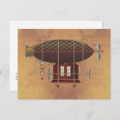 Het vliegveld Petite Rouge Steampunk Flying Machin Briefkaart (Voorkant / Achterkant)