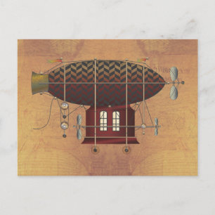 Het vliegveld Petite Rouge Steampunk Flying Machin Briefkaart