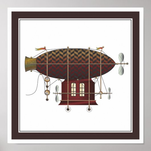 Het vliegveld Petite Rouge Steampunk Flying Machin Poster (Voorkant)