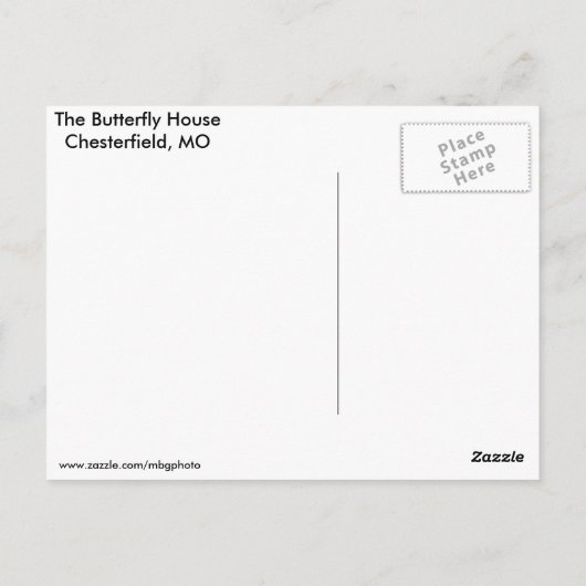 Het vlinderhuis briefkaart (Achterkant)