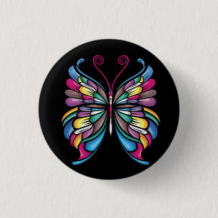 Het vlinderontwerp ronde button 3,2 cm