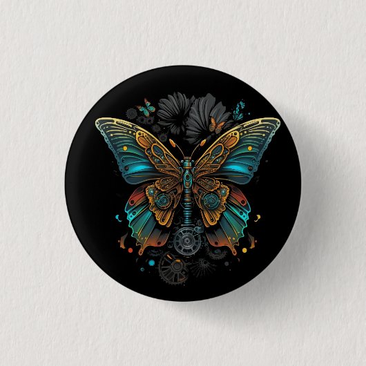 Het vlinderontwerp ronde button 3,2 cm (Voorkant)