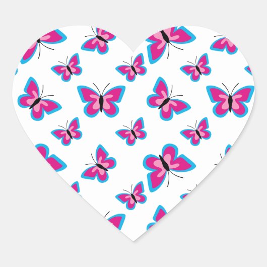Het vlinderpatroon hart sticker (Voorkant)