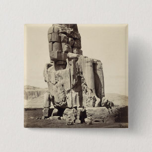 Het "Vocal Memnon", kolossaal beeld van Amenhotep Vierkante Button 5,1 Cm