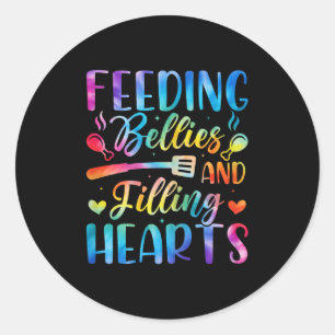 Het voeden van buiken en het vullen van hart cafet ronde sticker