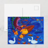 Het voeden van de Eenden hedendaagse kunst schilde Briefkaart (Voorkant / Achterkant)