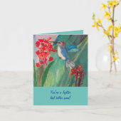 Het Voeden van de kolibrie op nectar Kaart (Gele Bloem)