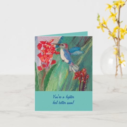 Het Voeden van de kolibrie op nectar Kaart (Gele Bloem)