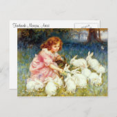 Het voeden van de konijnen met Pasen Feestdagenkaart (Voorkant / Achterkant)