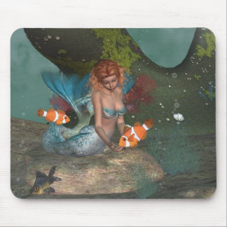 Het voeden van de vissen Mermaid Mousepad Muismat