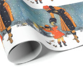 Het voeden van de vogels op een sneeuwdag cadeaupapier (Rol Hoek)