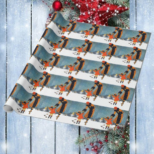 Het voeden van de vogels op een sneeuwdag cadeaupapier