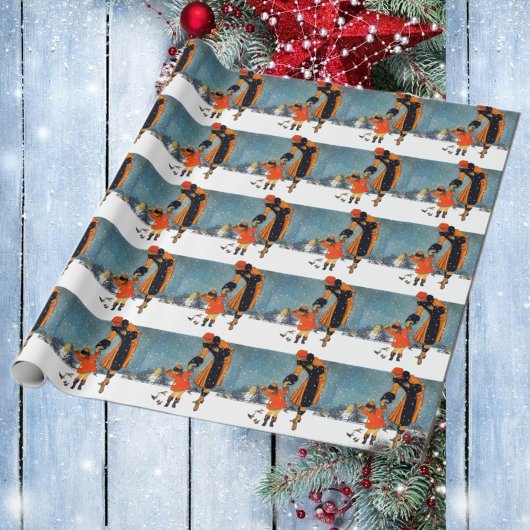 Het voeden van de vogels op een sneeuwdag cadeaupapier