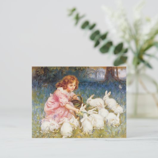 Het voeden van konijnen briefkaart (Staand voorkant)