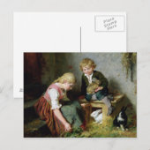 Het voeden van konijnen briefkaart (Voorkant / Achterkant)