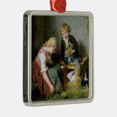 Het voeden van konijnen metalen ornament (Rechts)