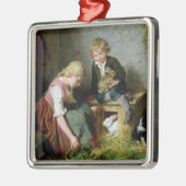 Het voeden van konijnen metalen ornament (Links)