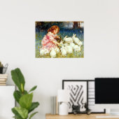 Het voeden van konijnen poster (Thuiskantoor)