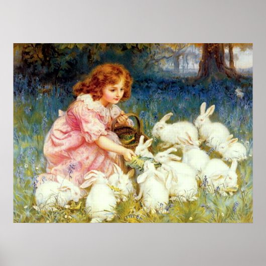 Het voeden van konijnen poster (Voorkant)