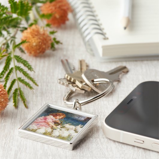 Het voeden van konijnen sleutelhanger (Zijkant)