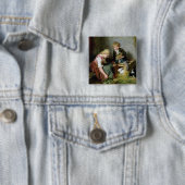 Het voeden van konijnen vierkante button 5,1 cm (In situ)