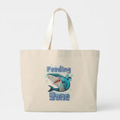HET VOEDEN ZONEHAAI, CARTOON STIJL GROTE TOTE BAG (Achterkant)