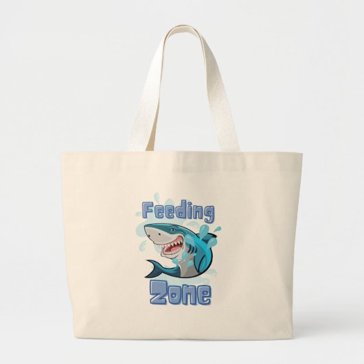 HET VOEDEN ZONEHAAI, CARTOON STIJL GROTE TOTE BAG (Voorkant)