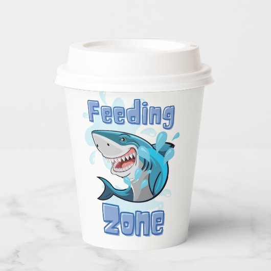 HET VOEDEN ZONEHAAI, CARTOON STIJL PAPIEREN BEKERS (Voorkant)