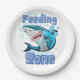 HET VOEDEN ZONEHAAI, CARTOON STIJL PAPIEREN BORDJE
