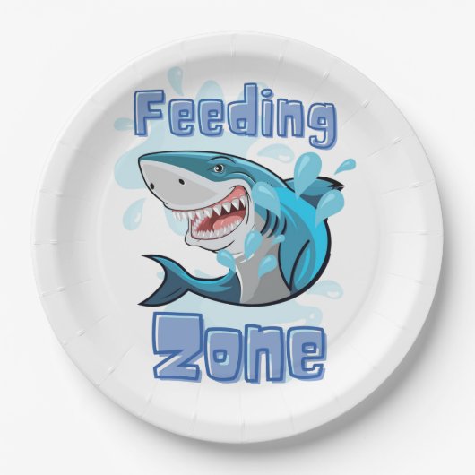 HET VOEDEN ZONEHAAI, CARTOON STIJL PAPIEREN BORDJE (Voorkant)