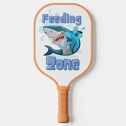 HET VOEDEN ZONEHAAI, CARTOON STIJL PICKLEBALL PADDLE (Voorkant)