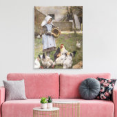 Het voederen van kippen (door Walter Frederick Osb Canvas Afdruk (Insitu (Woonkamer))