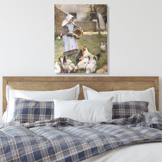Het voederen van kippen (door Walter Frederick Osb Canvas Afdruk (Insitu (Slaapkamer))