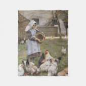 Het voederen van kippen (door Walter Frederick Osb Fleece Deken (Voorkant)