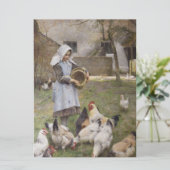 Het voederen van kippen (door Walter Frederick Osb Kaart (Staand voorkant)