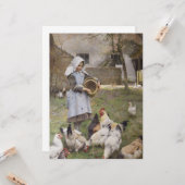 Het voederen van kippen (door Walter Frederick Osb Kaart (Voorkant / Achterkant in situ)