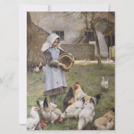 Het voederen van kippen (door Walter Frederick Osb Kaart (Voorkant)