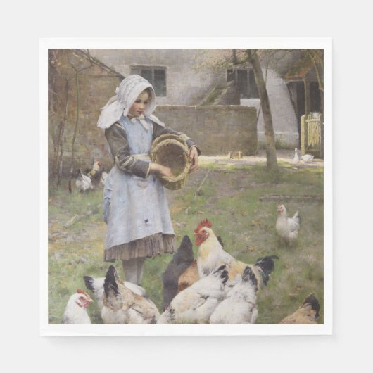 Het voederen van kippen (door Walter Frederick Osb Servet (Voorkant)