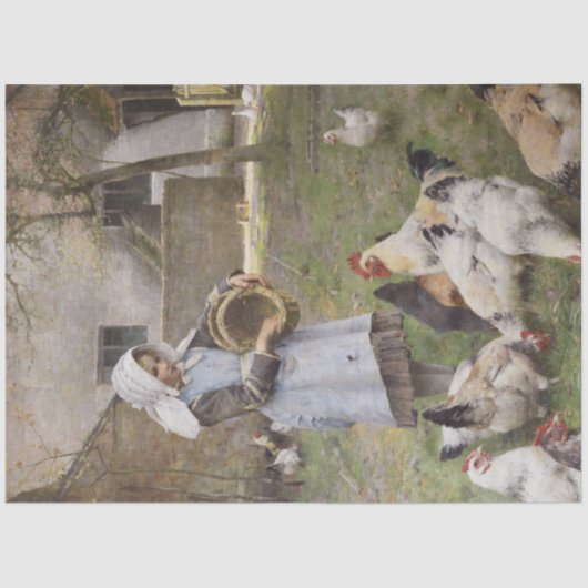 Het voederen van kippen (door Walter Frederick Osb Tissuepapier (Voorkant)