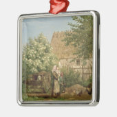Het voederen van kippen metalen ornament (Links)